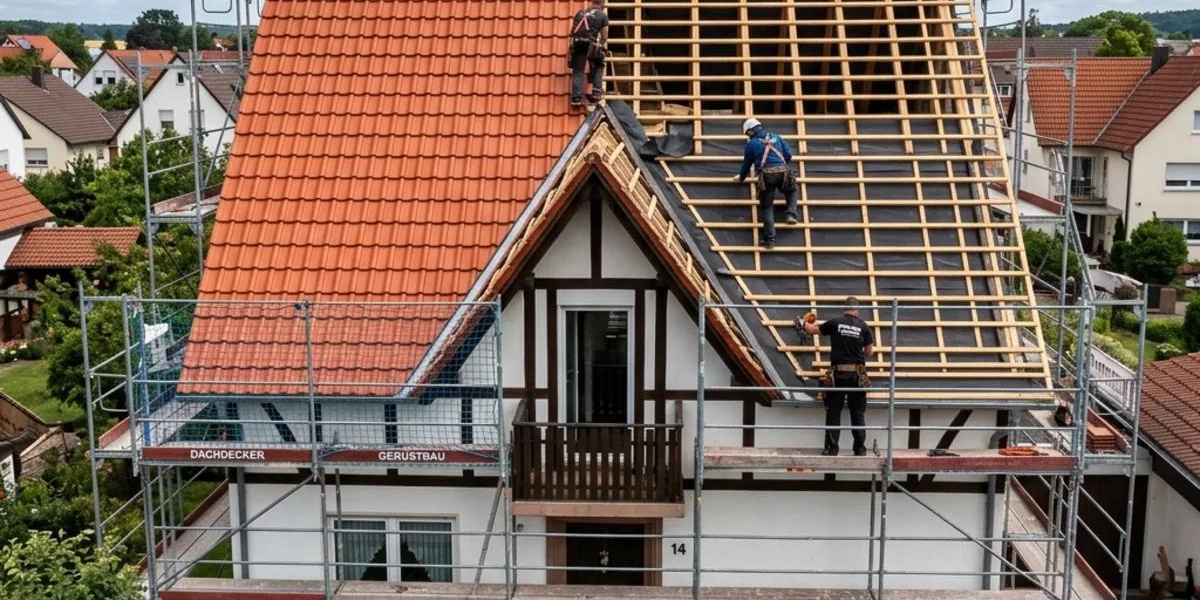 Başakşehir’de çatı tadilatı yapan inşaat ekibi